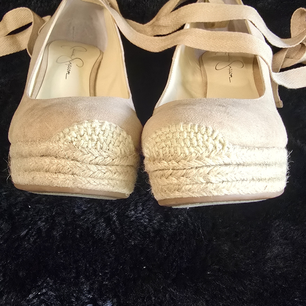 Jessica Simpson Beige Espadrille Wedges